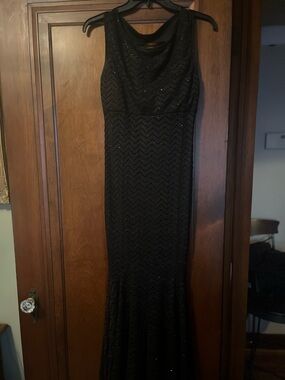 Black Sequin Maxi Dress with Sheer Yoke
